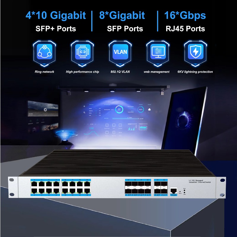 16-poorts RJ45 industriële beh - Sfp+ 10G Managed Switch 8 Port recensie en prijs